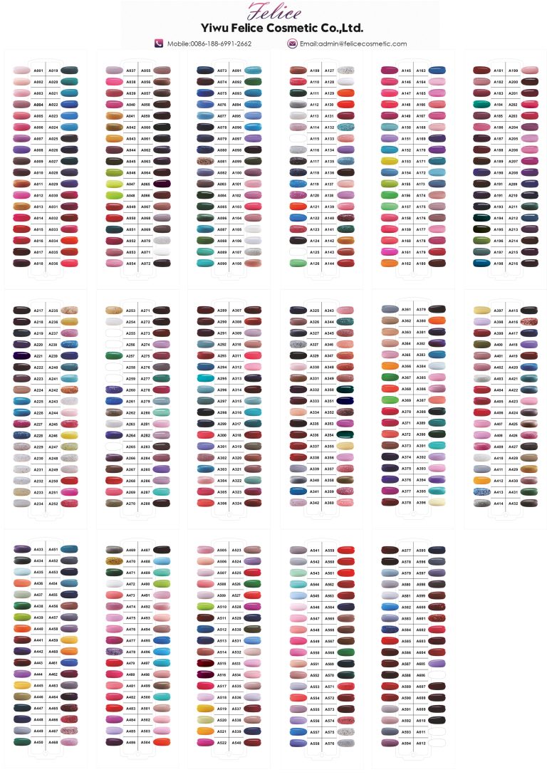 felice gel polish color chart